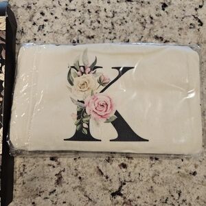 K initial flower makeup bag and tote bag floral bag Letter K